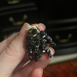 Vintage Black Beaded Clip Earrings Castlecliff